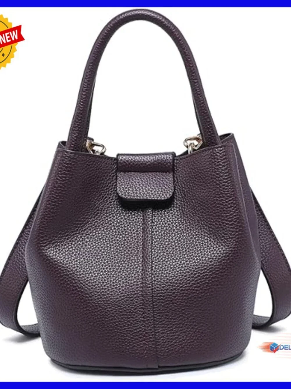Vegan Leather Bucket Bag Hobo Crossbody Shoulder Purse Medium Size